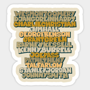 Jazz Legends in Type: The Jazz Guitarists Sticker